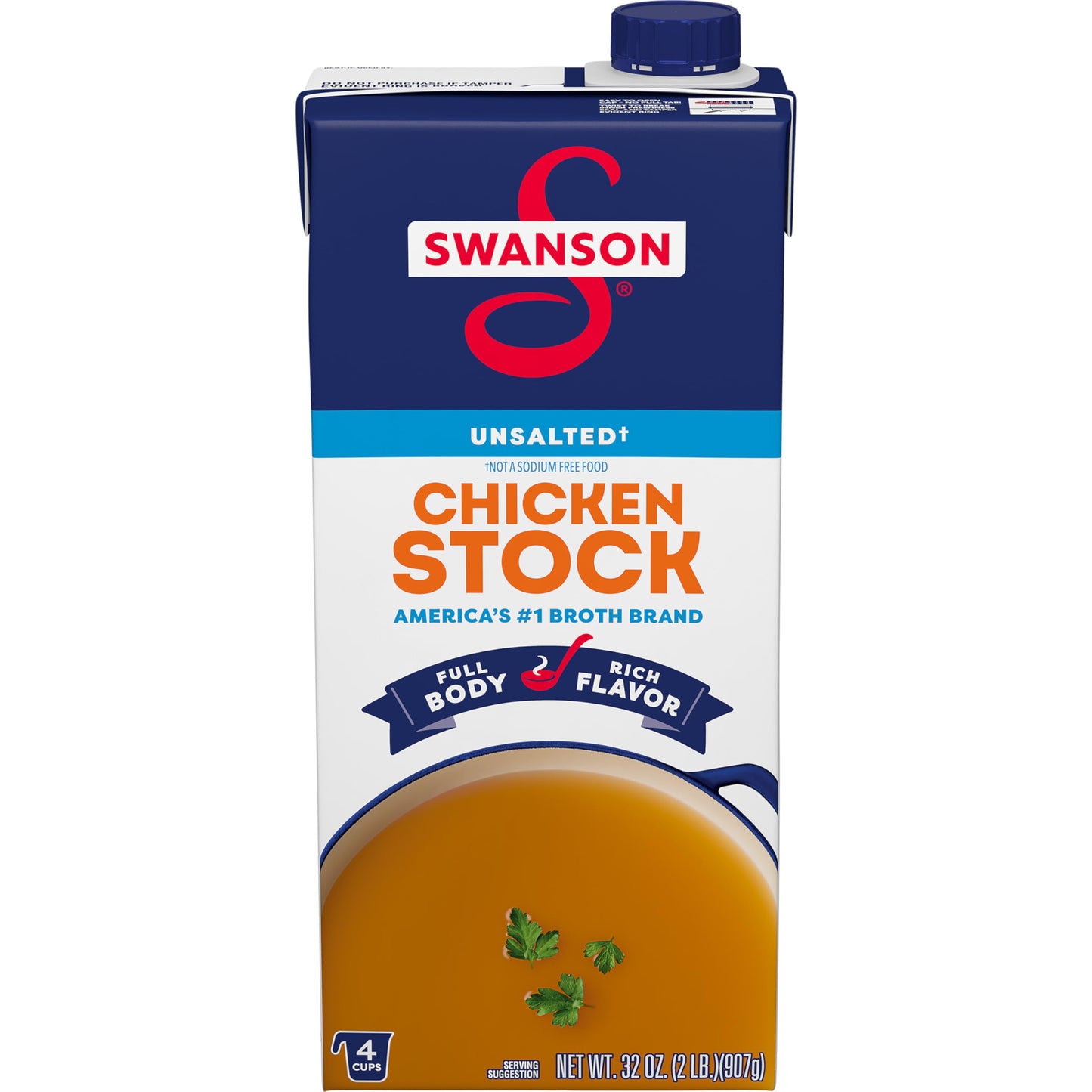 SWANSON S Unsalted Chicken Stock, 32 oz Carton