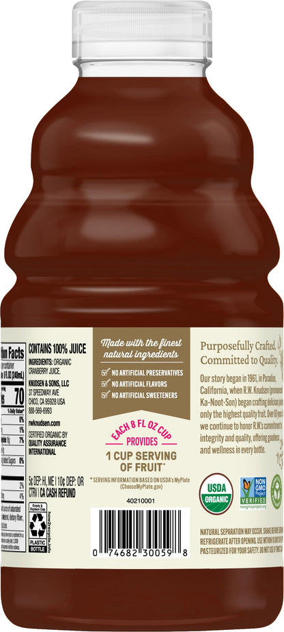 R.W. Knudsen Organic Just Cranberry Juice, 32 fl oz (Pack of 1)