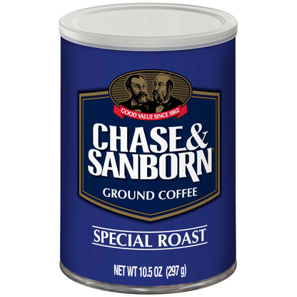 Chase & Sanborn Coffee, Special Roast Ground Coffee, Medium Roast, 10.5oz Can, Pack of 6