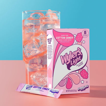 Wyler's Light Singles To Go Powder Packets, Water Drink Mix, Watertok Cotton Candy, 8 Count