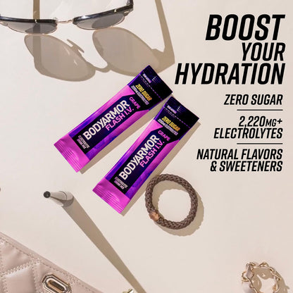 BODYARMOR Rapid Rehydration Bundle - Flash IV Electrolyte Packet + Sportwater Alkaline Water - Sport Drink Mix Combo