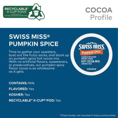 Swiss Miss® Pumpkin Spice Hot Cocoa, Single Serve Keurig® K-Cup® Pods, Hot Cocoa, 88 count (4 Packs of 22)