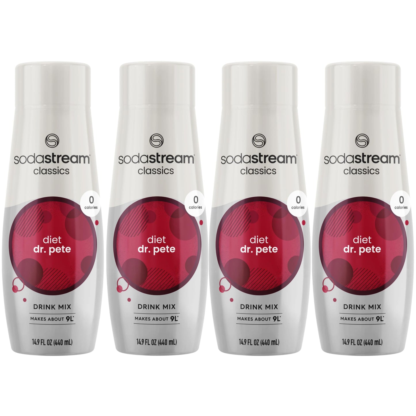 SodaStream - Diet Dr Pete Beverage Mix - For Soda Water Makers - Turns 9.5 Gallons of Sparkling Water into delicious Diet Dr Pete - No sugar or HFCS - 14.9 Fl Oz, Pack of 4