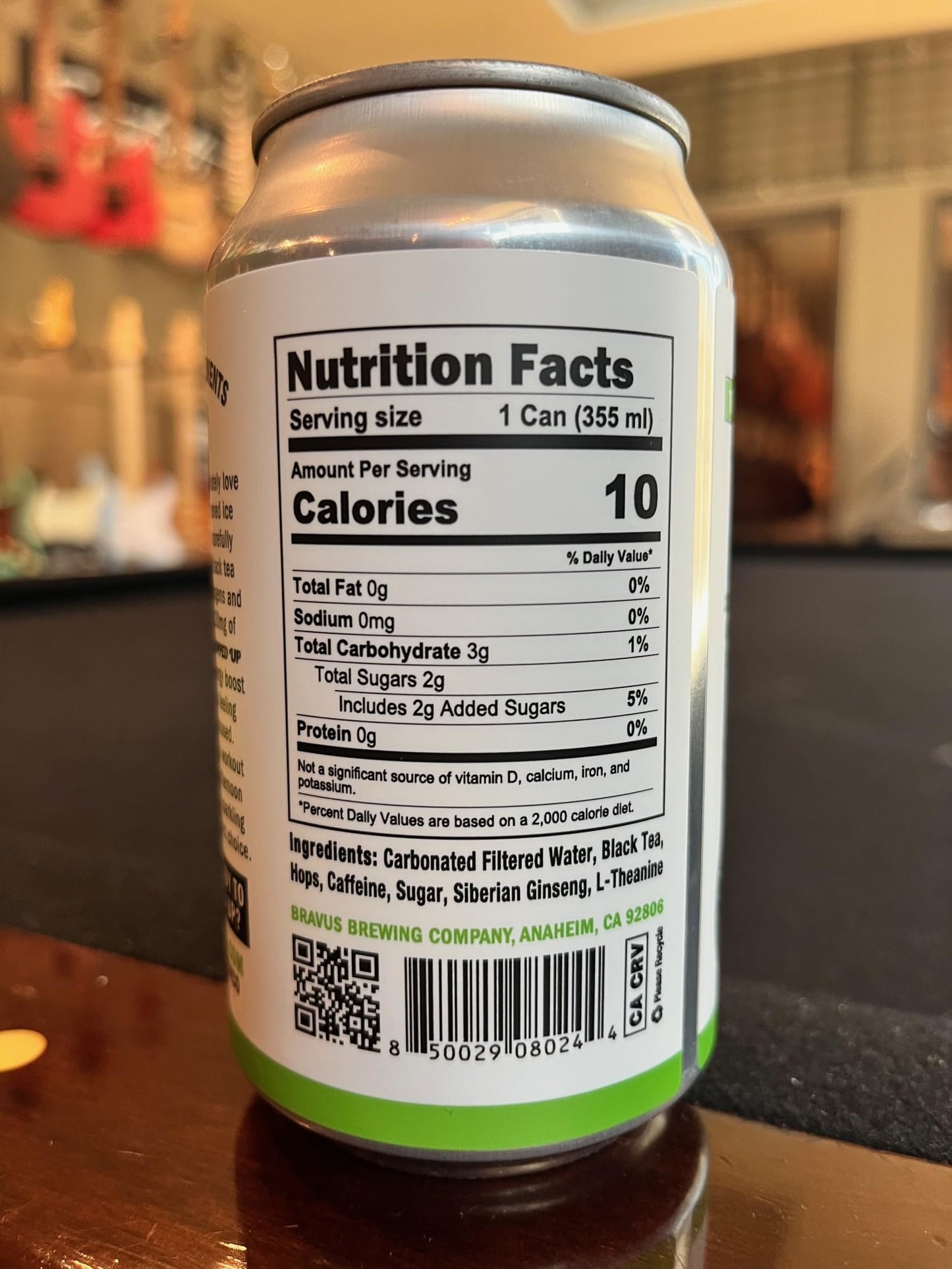 Bravus Hopped Up Sparkling Energy Tea 6 Pack - 12 fl oz - Low Calorie, Organic Black Tea with Organic Hops and 120mg Organic Caffeine - Refreshing Boost with Only 10 Calories