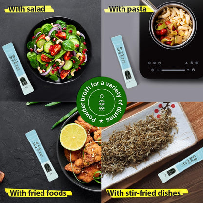 YORIT Excellent Broth Powder, 2 Pouches + Kimchi Salad Mix Natural Gochugaru Seasoning Powder, 4 Pack Bundle