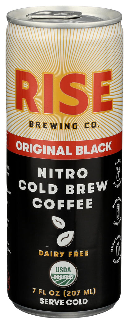 RISE BREWING CO Organic Original Black Nitro Cold Brew Coffee, 7 FZ