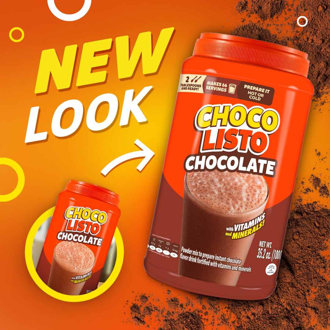 Chocolisto Instant Chocolate Drink, Nutritious Beverage with Vitamins and Minerals, 35.2 oz, Pack of 1.