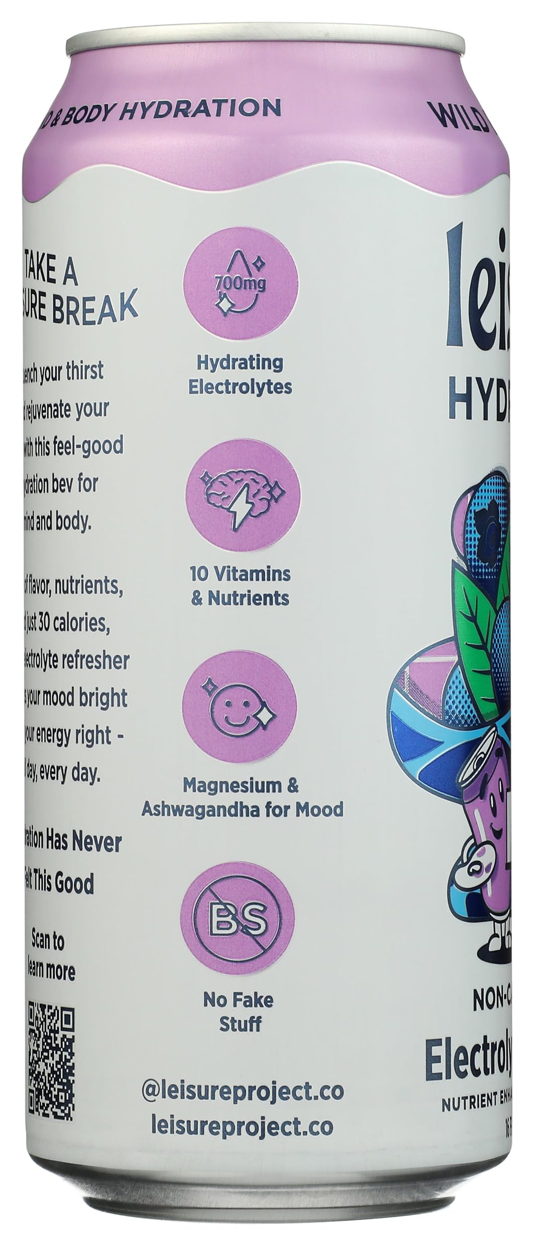 Leisure Hydration, Refresher EleCountrolyte Wild Blueberry, 16 Fl Oz