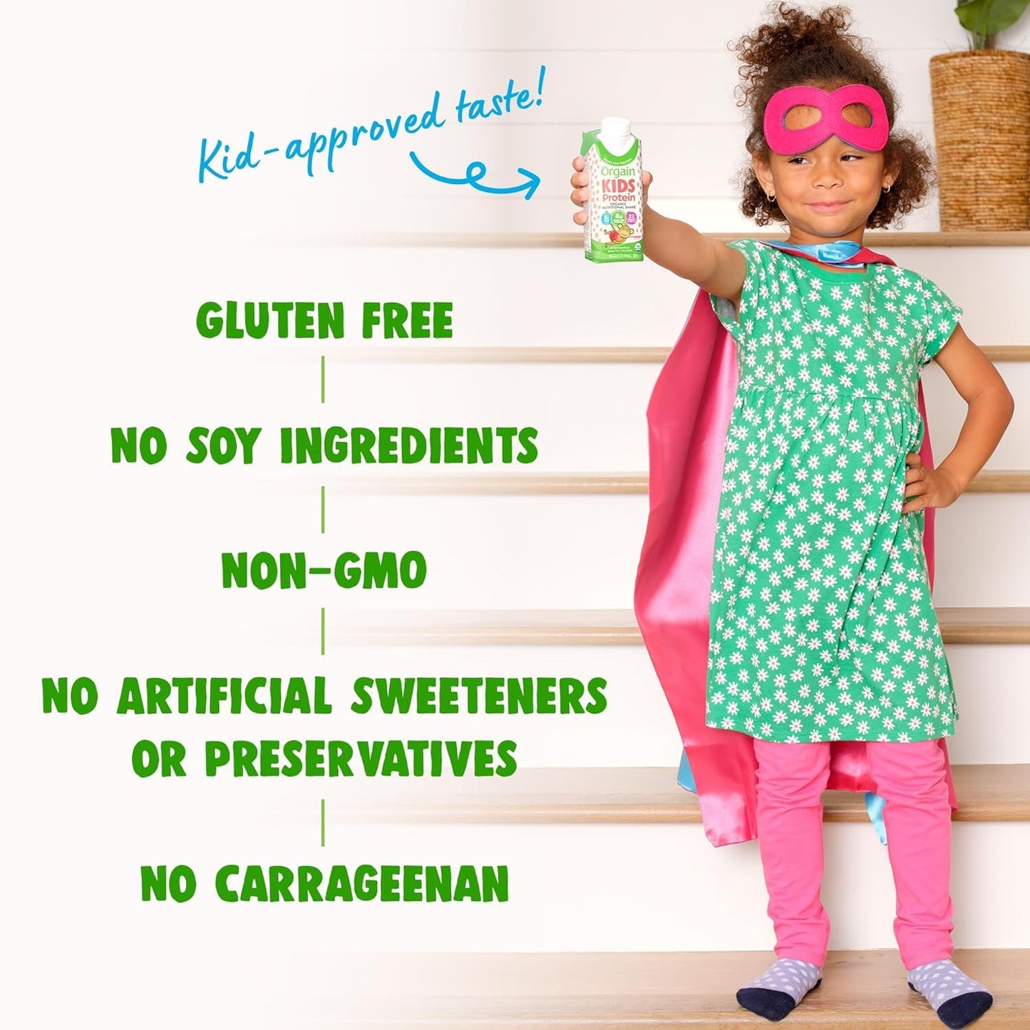 Orgain Organic Kids Protein Nutritional Shake, Strawberry + Chocolate + Vanilla, 8.25 Fl Oz (Pack of 4)