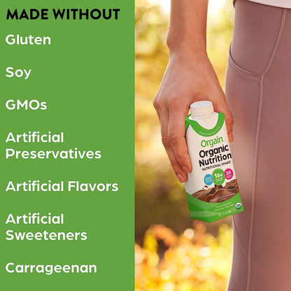 Orgain Organic Nutritional Shake, Creamy Chocolate Fudge + Iced Cafe Mocha, 11 Fl Oz (Pack of 12)