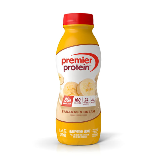 Premier Protein Shake, Bananas & Cream, 30g Protein, No Added Sugar, 24 Vitamins & Minerals to Support Immune Health, 11.5 fl oz, 1 Pack (Packaging May Vary)