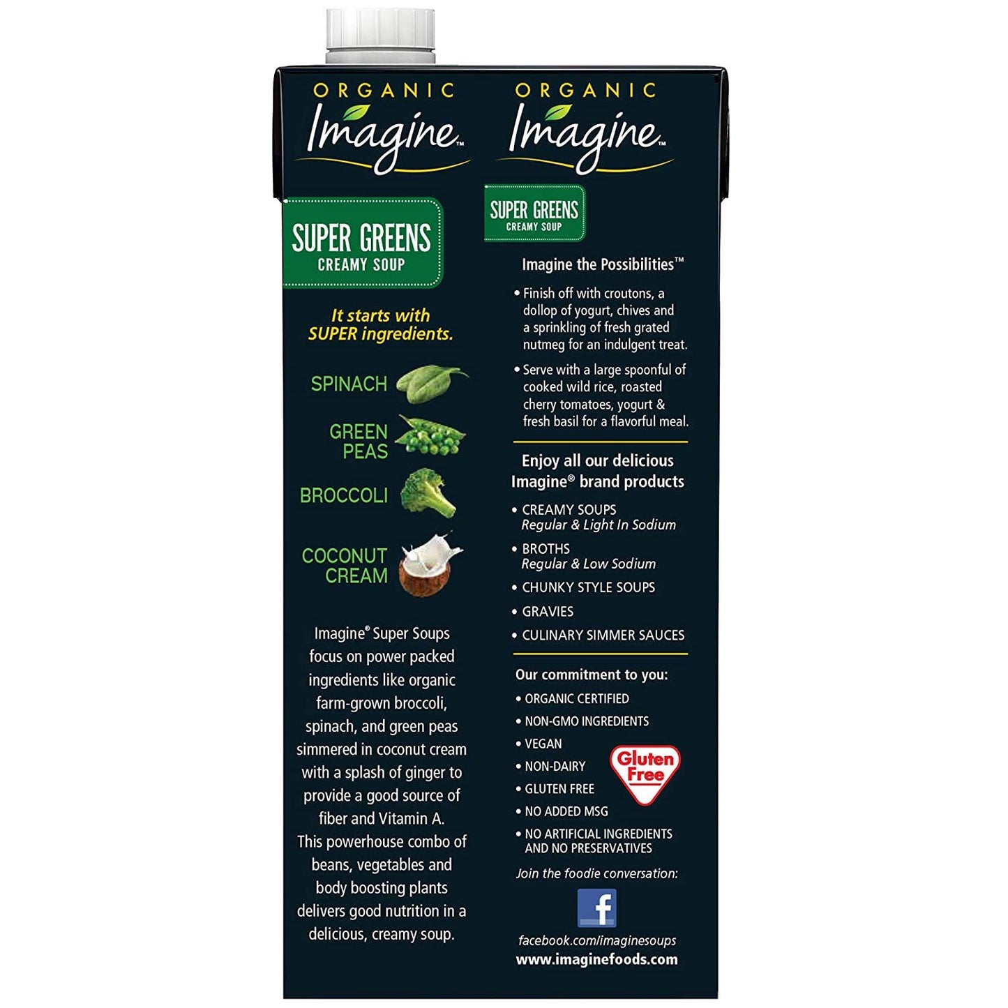 Imagineig Organic Soup Variety Pack: Super Greens, Sweet Pea, Creamy Garden Tomato, Creamy Butternut Squash, 32 ounce (Pack of 4)