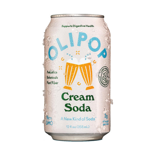 OLIPOP - Cream Soda Sparkling Tonic, Healthy Soda, Prebiotic Soft Drink, Aids Digestive Health & Immune Health, High in Plant Fiber, Caffeine Free, Low Calorie, Low Sugar 12 oz