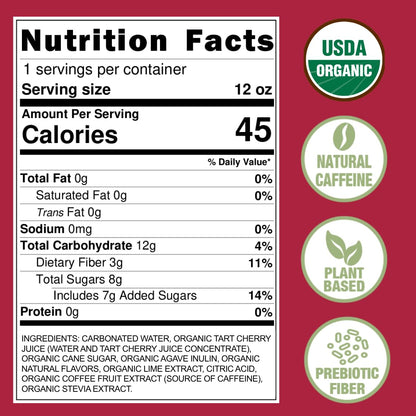 Frujava Organic Energy Drink Variety Pack, Cherry Lime & Strawberry Lemonade, 80mg Natural Caffeine, 3g Prebiotic Fiber, 12oz Can, Powered by Coffee Fruit, Organic, Low Calorie, Adventure Energy (Pack of 12)