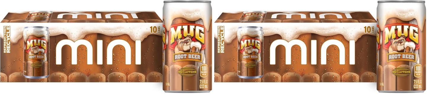 Mug Root Beer Soda | 7.5 Ounce Mini Cans | 20 Count