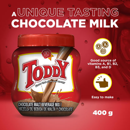 Toddy Chocolate Powder Drink Mix – Breakfast Shake with Vitamins and Proteins for Kids & Adults – Hot & Cold Beverage