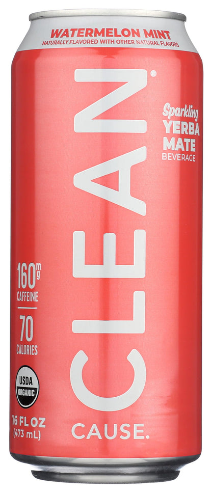 Clean Cause Organic Sparkling Watermelon Mint Yerba Mate, 16 FZ
