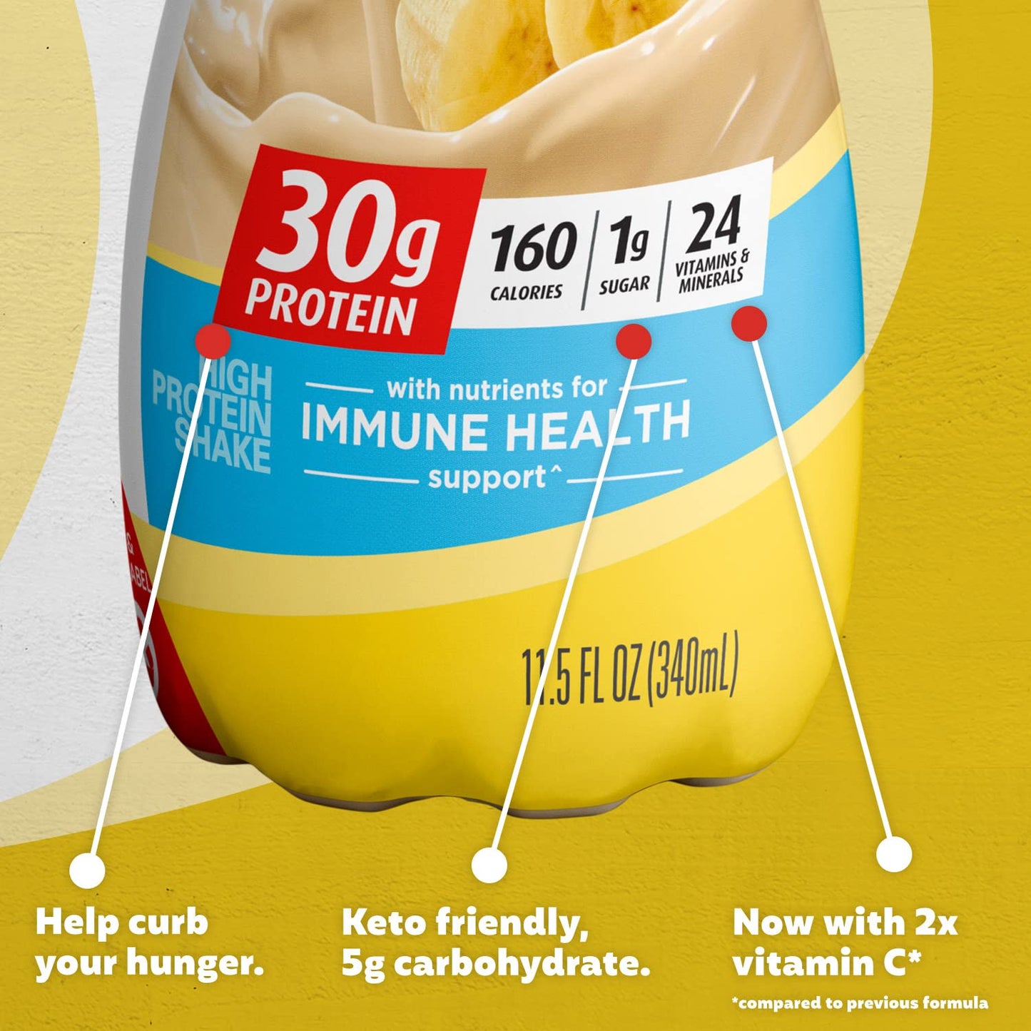 Premier Protein Shake, Bananas & Cream, 30g Protein, No Added Sugar, 24 Vitamins & Minerals to Support Immune Health, 11.5 fl oz, 1 Pack (Packaging May Vary)