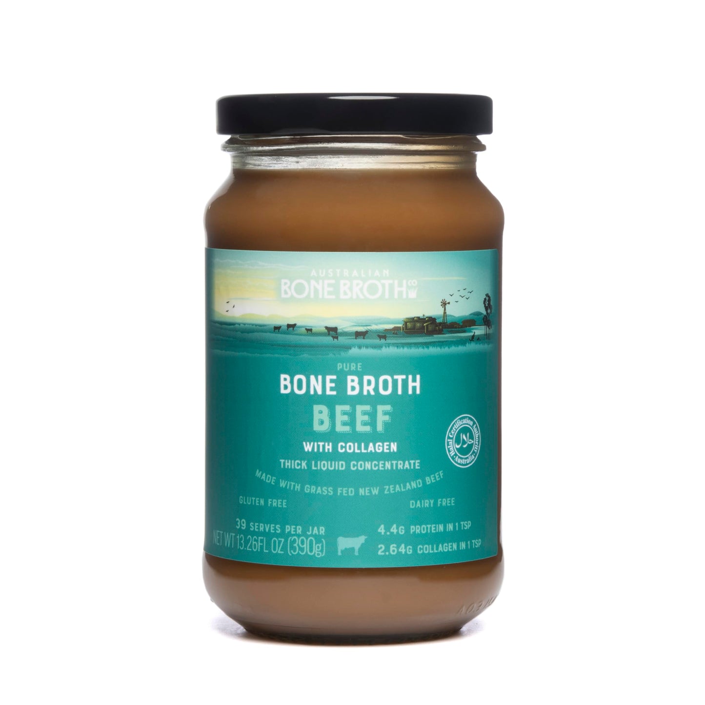 ABBCo Beef Broth Concentrate with Collagen, Rich Savoury Cooking Base for Soups, Gravies & Sauces, Just Add Hot Water, Halal, 13.26Floz