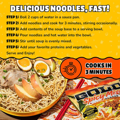 Maruchan Gold Ramen Noodle Soup, Spicy Miso Flavor – Restaurant Quality Japanese-Style Instant Noodles, Quick & Easy Meal – 4.21 Oz. (5 Pack)
