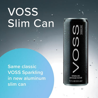 VOSS Artesian Sparkling Water Cans - 3 Pack of 8 – 24 Slim Cans - Pure Carbonated Water Refreshment - Perfect for Celebrations, Home, Office, On-the-Go Hydration