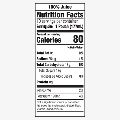Capri Sun 100% Juice Fruit & Veg Juice Blend from Concentrate, 10 Pouches, for School Lunches and On-the-Go Hydration, Peach Mango Punch, All Natural Ingredients, Zero Added Sugars, 6 oz