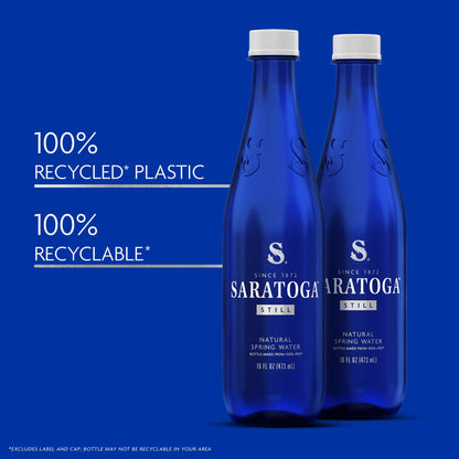 Saratoga Spring Water Bottles, 24 Pack – Still Bottled Water – Recycled PET Plastic Bottles – 16 Fl Oz