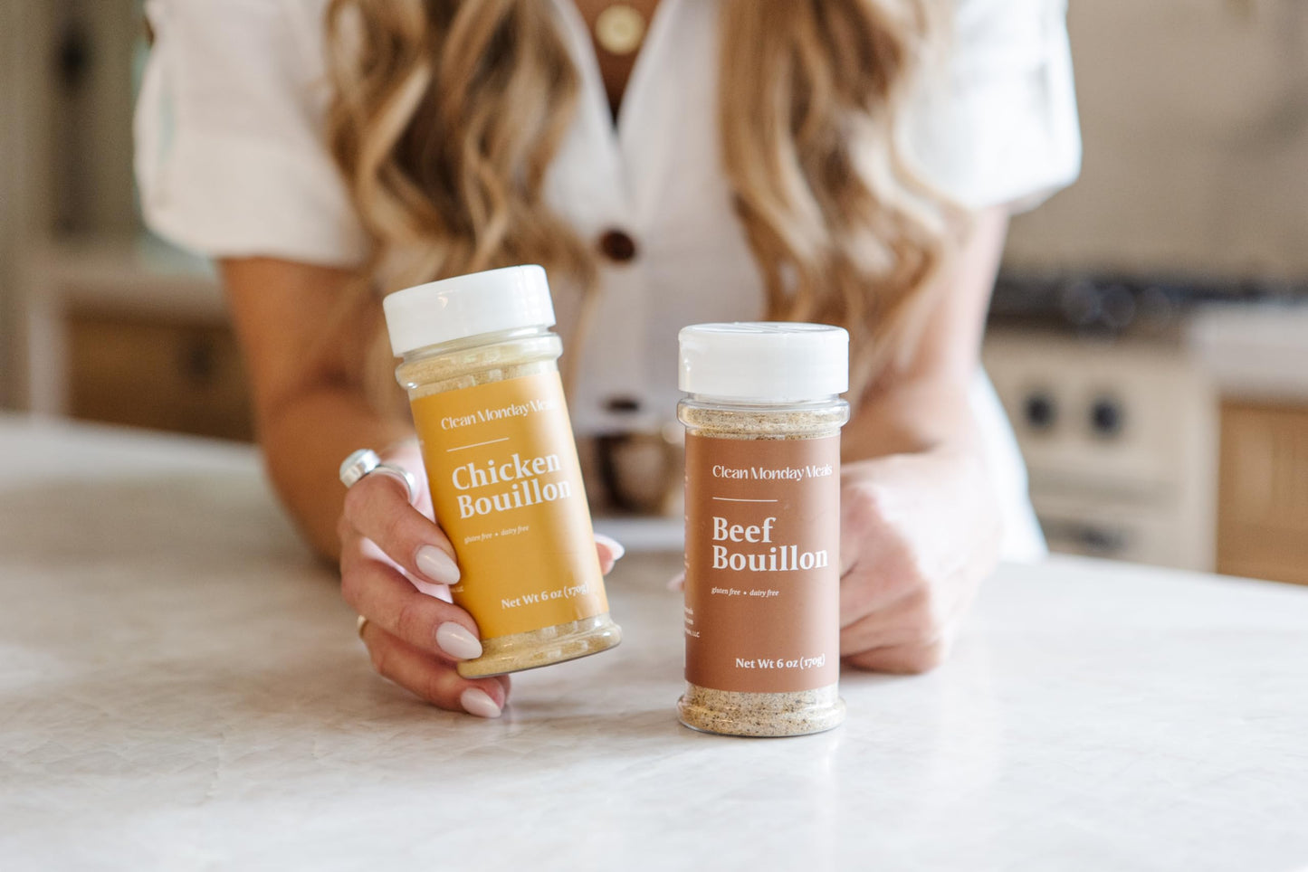 Clean Monday Meals Chicken & Beef Bouillon Powder | Gluten Free, Dairy Free, No Artificial Flavors or Additives | Real Chicken & Beef Stock Base for Soups, Stews & Sauces | Two-Pack, 100 Servings Each