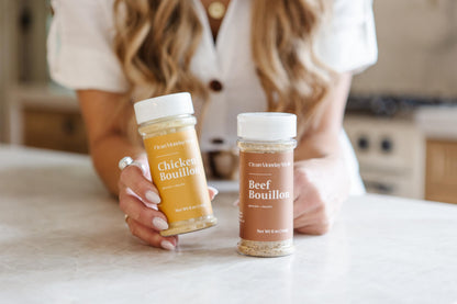 Clean Monday Meals Chicken & Beef Bouillon Powder | Gluten Free, Dairy Free, No Artificial Flavors or Additives | Real Chicken & Beef Stock Base for Soups, Stews & Sauces | Two-Pack, 100 Servings Each