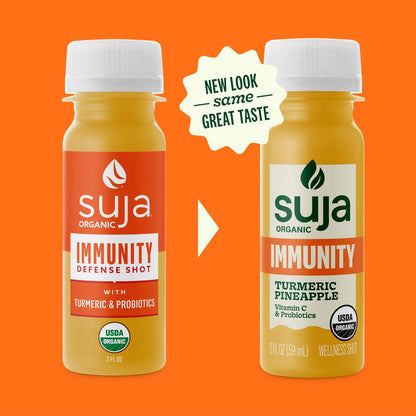 Suja Organic Immunity Defense Shot (2 Fl Oz x 4 Count) with Turmeric and Ginger | Immunity Boost & Support | Functional Shots | Cold-Pressed Juice with Live Probiotics | Plant-Based & Gluten-Free