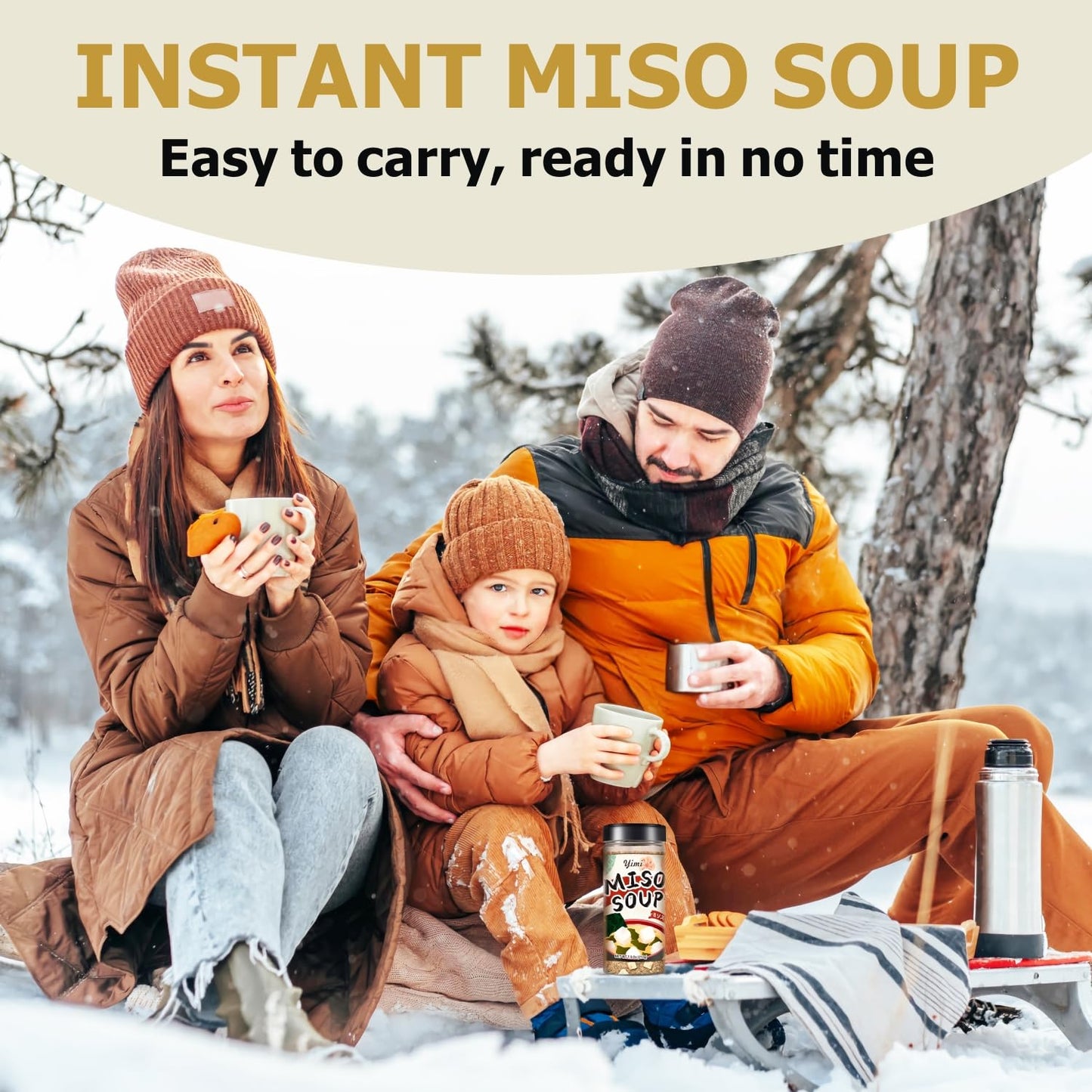 Yimi Miso Soup Powder with Freeze Dried Seaweed and Tofu, Instant Soup, Gluten Free, Ready in Minute, Flavorful, Japanese Style, 7.5 Oz