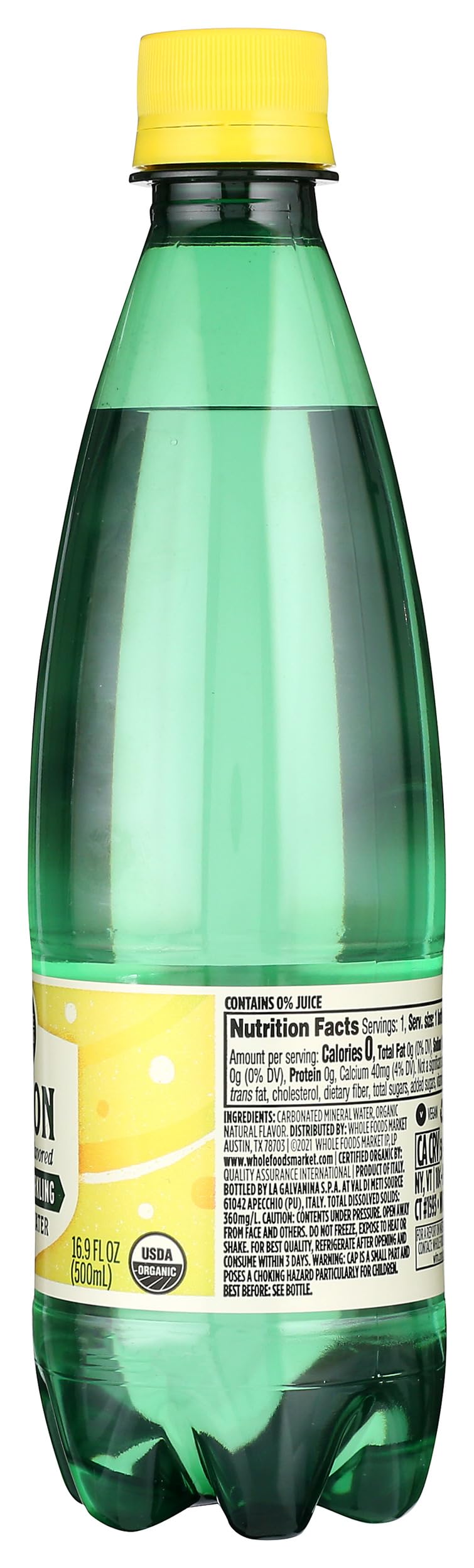 Whole Foods Market, Lemon Sparkling Mineral - unit, 500 ml