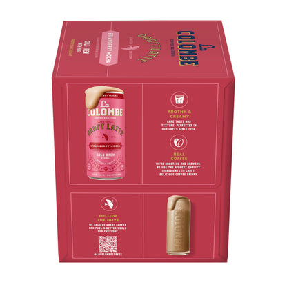 La Colombe Coffee, Strawberry Mocha Cold Brew Draft Latte, 9 fl oz Cans, 4 Pack