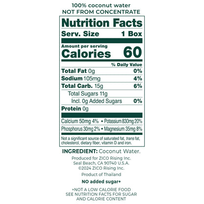 Zico 100% Coconut Water, No added Sugar, Refreshingly Delicious, Hydration with Electrolytes, 11.2 Fl Oz (Pack of 12)