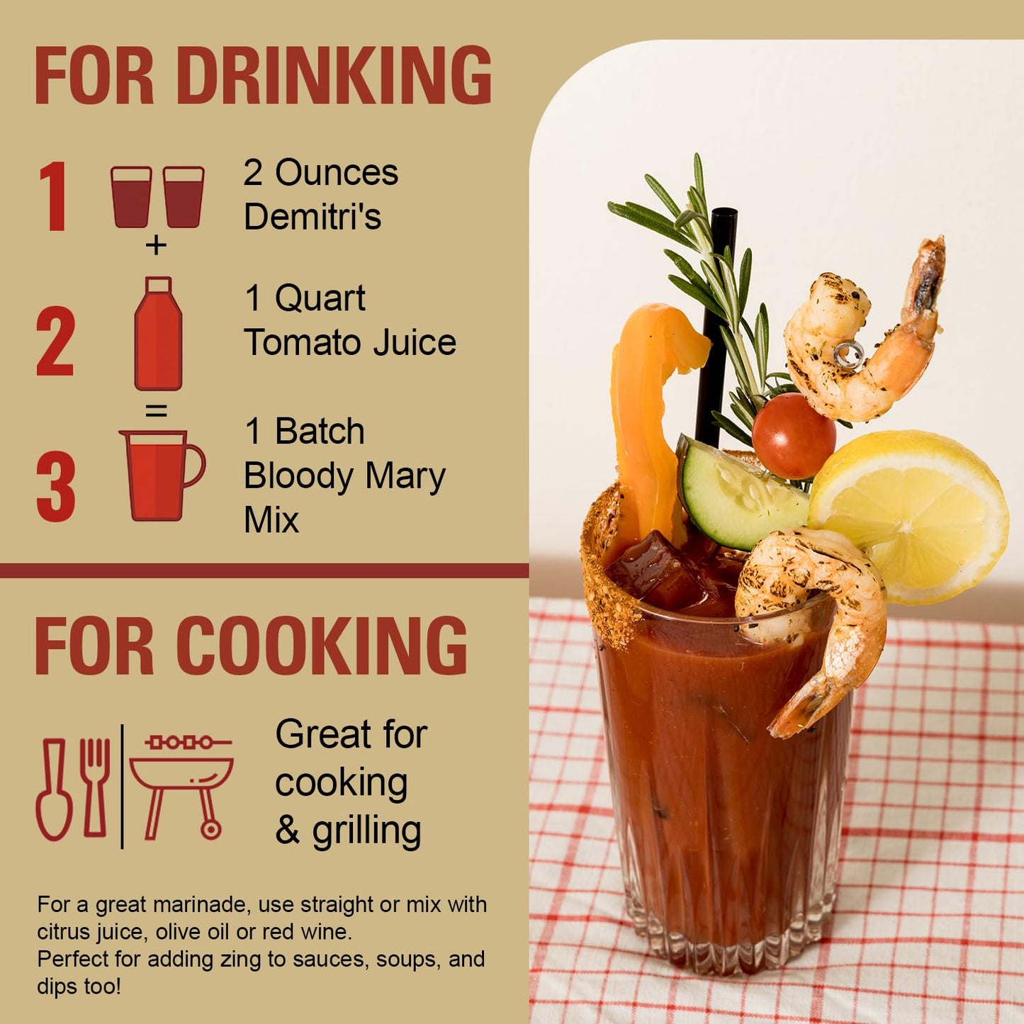 Demitri's Extra Horseradish Bloody Mary Seasoning Mix - Bloody Mary Mix - Concentrated Drink Mixer - Bold Rich Flavor - Ideal for Home Brunch Parties & Cocktails - 8oz Bottle (Pack of 1)