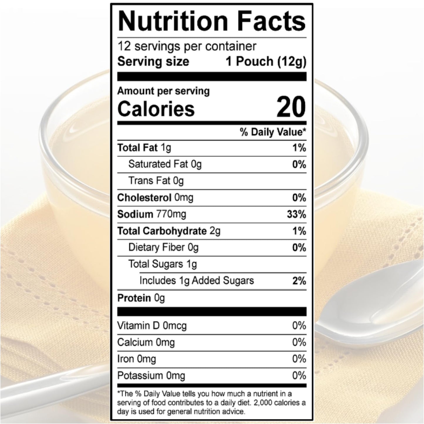 SAVORY CHOICE Chicken Broth Concentrate, 1 Box of 12 Packets (12g) - Gluten-Free, Diary-Free Broth Concentrate