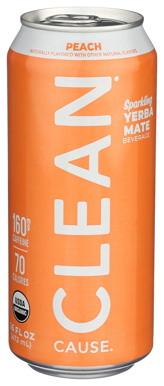 Clean Cause Yerba Mate Energy Drink, Peach, 16 oz