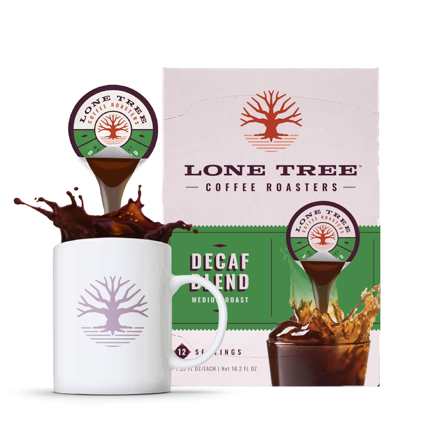 Lone Tree Single-Serve Coffee Pods – Premium 100% Arabica Liquid Concentrate – Smooth & Bold Decaf – 12 Pods – Ready Hot or Iced