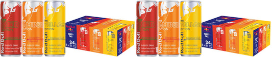 Red Bull Energy Drink Variety, Red-Bull Red, Yellow, and Amber Edition and Energy Drinks, 8.4 Fl Oz, Cans, (Pack of 48)