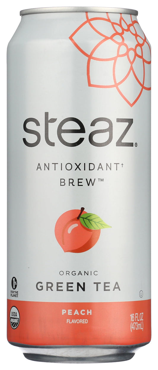 Steaz Organic Iced Green Tea, Peach, 16 oz