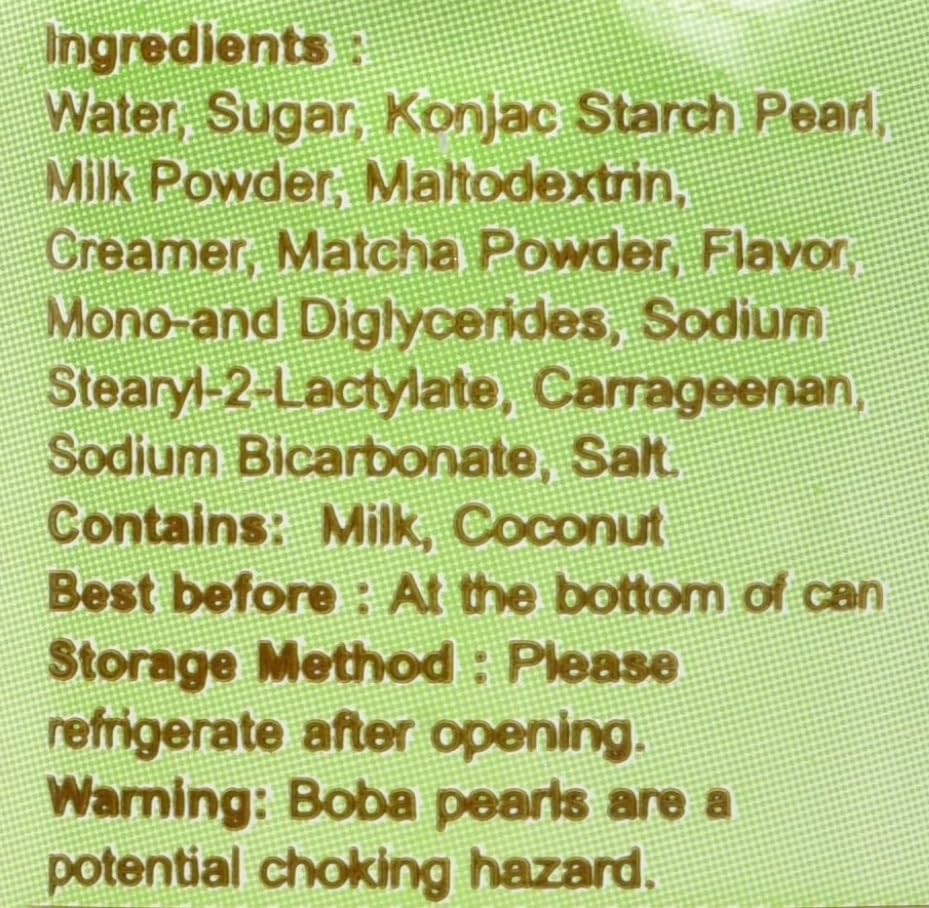 O's Bubble Gummy Boba Latte Canned Bubble Tea Drink With Chewy Boba Pearls (Konjac), 22% whole milk blend, 470ml(15.9 fl oz/can), MATCHA, (Pack of 12)