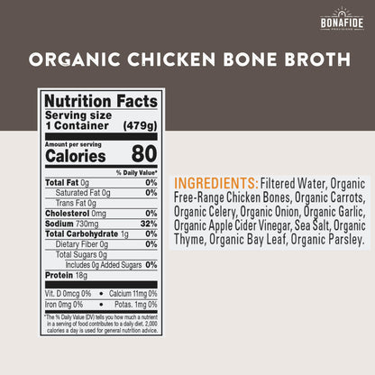 Bonafide Provisions Fresh Organic Chicken Bone Broth, 16.9oz - 6 Pack