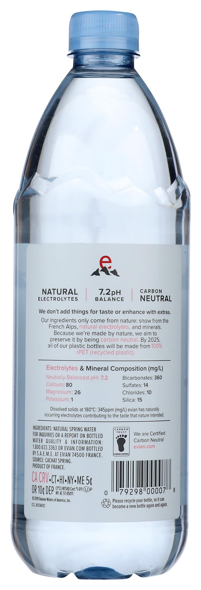 EVIAN Natural Spring Water 33.8 fz, 33.8 FZ