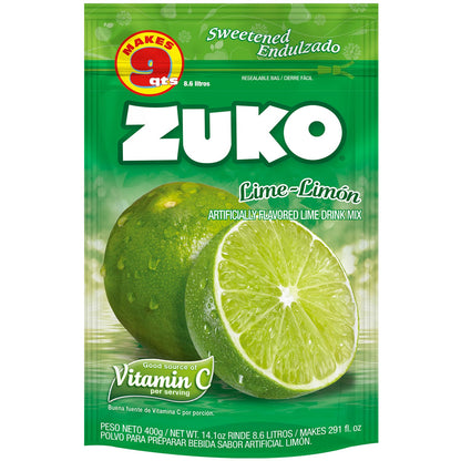 Zuko Lime Instant Powder Drink Family Pack, 14.1 oz, Pack of 6