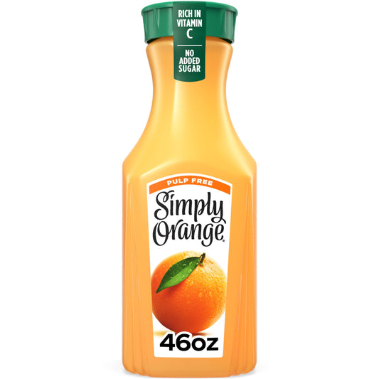 Simply Orange Pulp Free Orange Juice Bottle, 46 fl oz