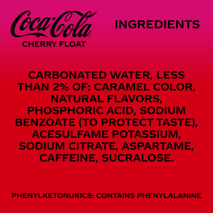 Coca-Cola Zero Sugar Cherry Float Soda Soft Drink Cans, 12 fl oz, 12 Pack
