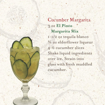 El Pinto Margarita Mix, Classic Lime Flavor, 32 FL OZ, No Preservatives, Perfect for Cocktails, Mocktails, Marinade