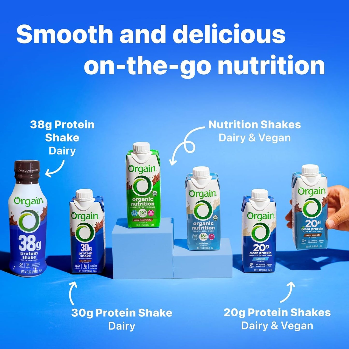 Orgain 30g High Protein Shake Bundle - Chocolate Fudge & Vanilla Bean, 11 Fl Oz (2 Pack of 12) - Dairy Isolate, 6g BCAAs, 1g Sugar, Keto Friendly, Gluten-Free