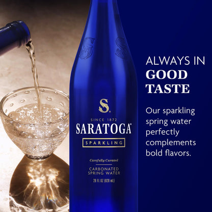 Saratoga Sparkling Water Bottles - Carbonated Spring Bottled Water - Glass Bottles - 28 Fl Oz