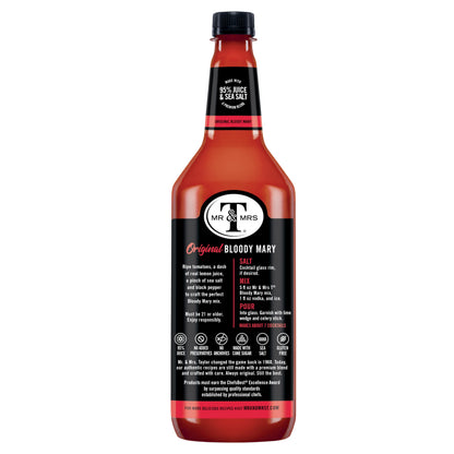 Mr & Mrs T Original Bloody Mary Mix, 1 L bottle (Pack of 4), Tomato Juice Blend Cocktail Mixer, Premium Ingredients, Perfect for Bloody Mary and Mocktail Drinks
